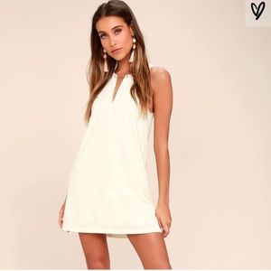 Lulu’s Near or Bar Shift Dress Ivory Keyhole Cream